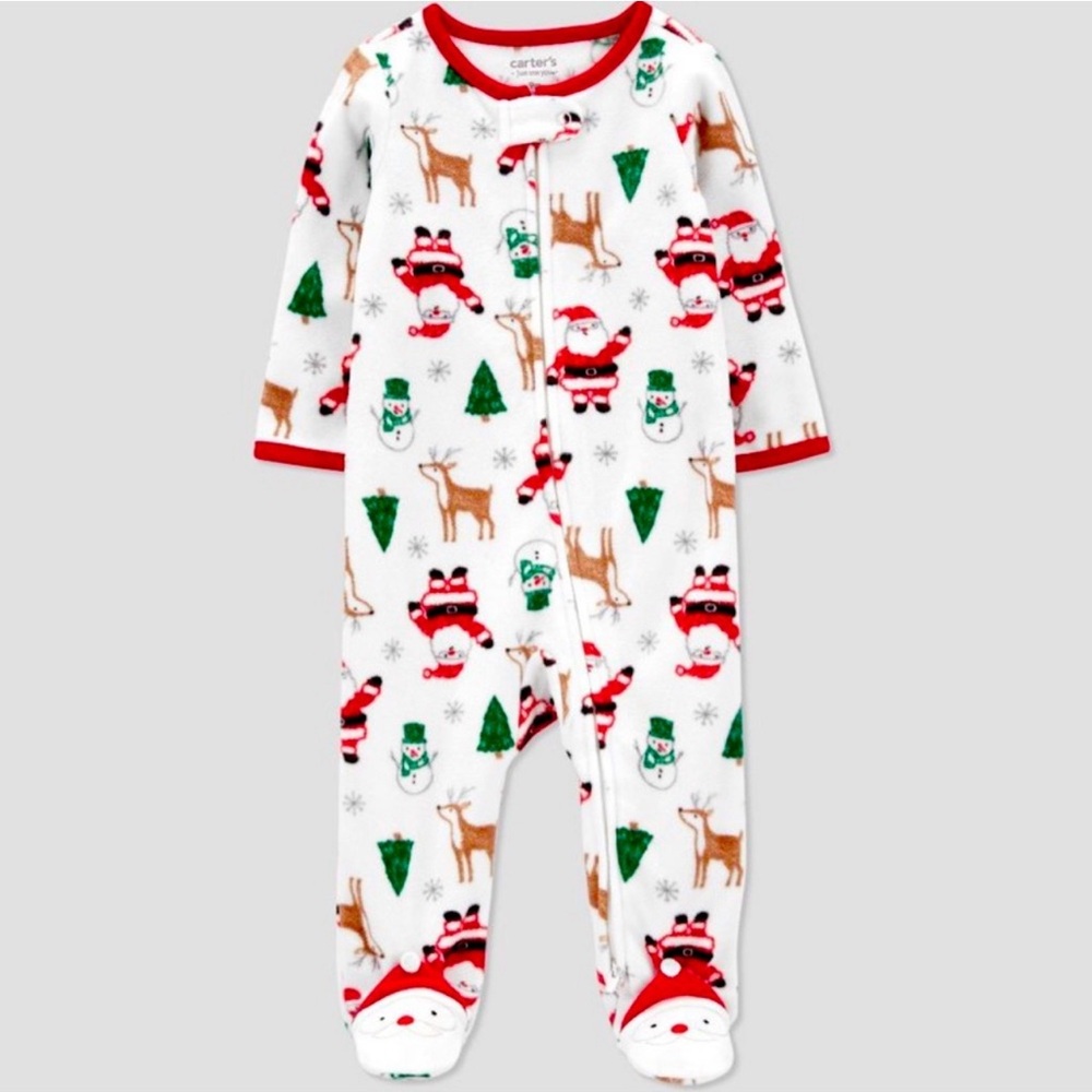 *NWT* Carter’s Just One You Baby Santa Fleece Footed Pajamas Size 6 Months
